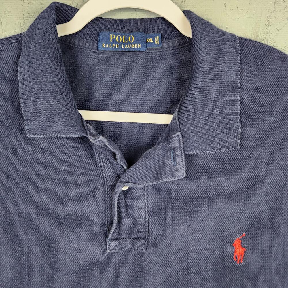 Polo Ralph Lauren Polo Shirt Mens XXL 2XL Navy Blue Classic Fit Red Pony Logo